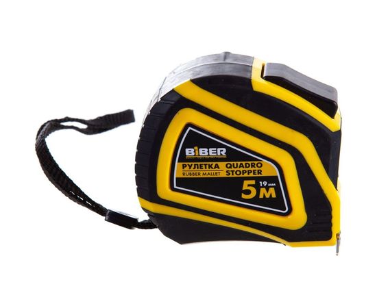 Рулетка BIBER QUADRO STOPPER автофиксация, нейлоновое покрытие, серия Профи, 5мх19мм тов-196536 – изображение 3