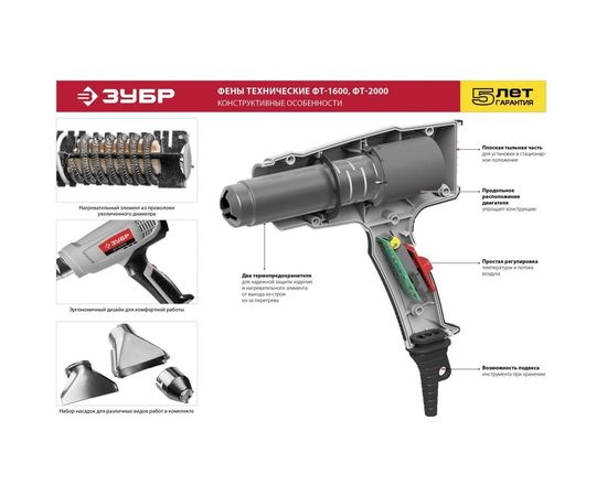 Технический фен ЗУБР МАСТЕР ФТ-2000 – изображение 5