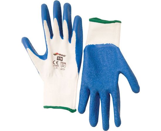 Перчатки SKRAB, полиэстер с латексным рифленым покрытием, 9/L 27654 