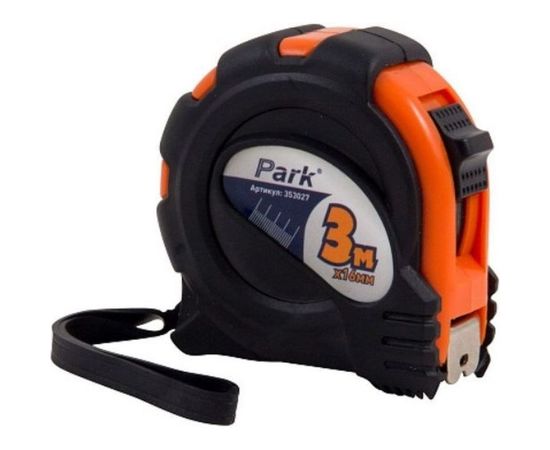 Рулетка с фиксатором прорезиненный корпус Park 3мx16мм TM27-3016 353027 