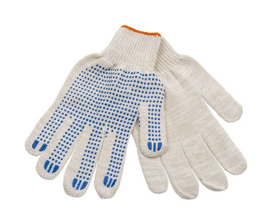 Хлопчатобумажные вязанные перчатки NWT с ПВХ 10 класс, 5 нитей 7290048 