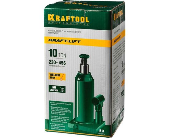 Гидравлический бутылочный домкрат 10т, 230-456мм, KRAFTOOL Kraft-Lift 43462-10_z01 – изображение 4