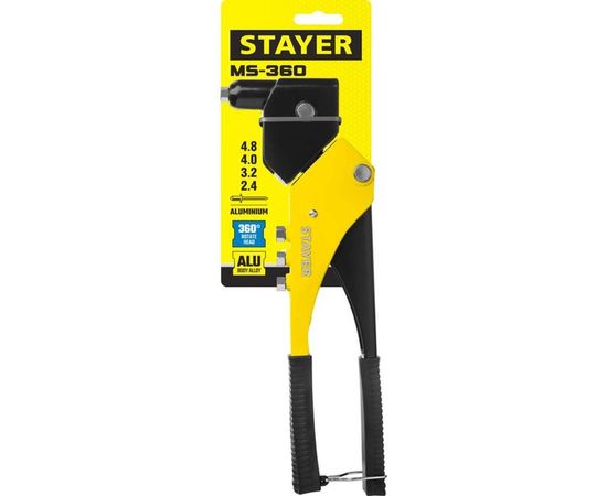 Поворотный заклепочник Stayer 0-360, MaxFix "MS 360" для заклёпок из алюминия d=2,4-4,8 мм, литой корпус 3110_z01 – изображение 2