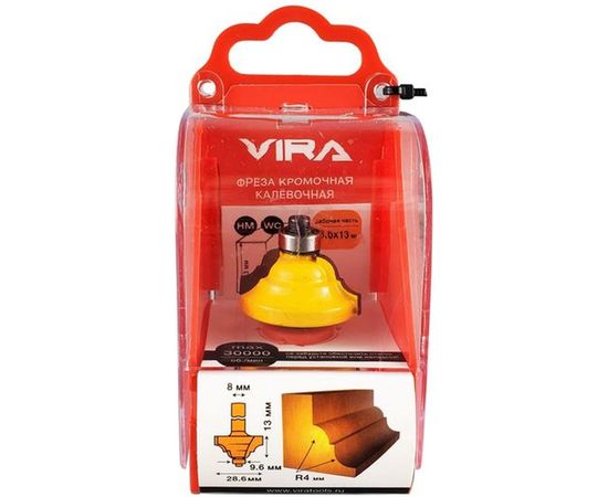 Фреза кромочная калевочная (28.6х13 мм; R4 мм; подшипник 9.5 мм) VIRA 553352 