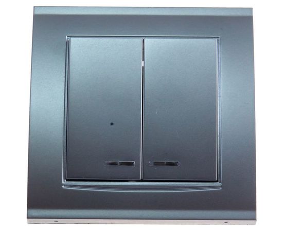 Выключатель UNIVersal Бриллиант 2 клавиши, с подсветкой, серебро 7949667 