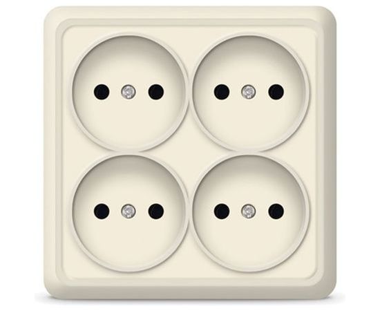 Розетка UNIVersal Олимп 4-ая б/з слоновая кость ivory квадрат 1170 