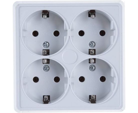 Розетка UNIVersal Олимп 4-ая с/з белая, квадрат 1165 