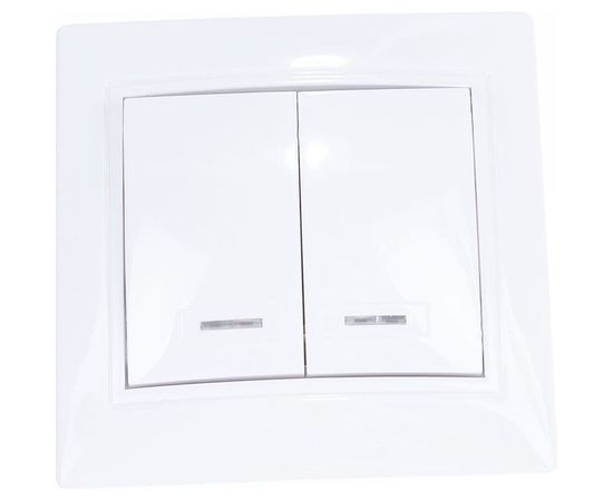 Двухклавишный выключатель с подсветкой, белый UNIVersal Севиль С0123 