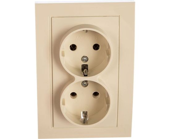Двойная розетка с заземлением, слоновая кость UNIVersal Бриллиант 7948752 