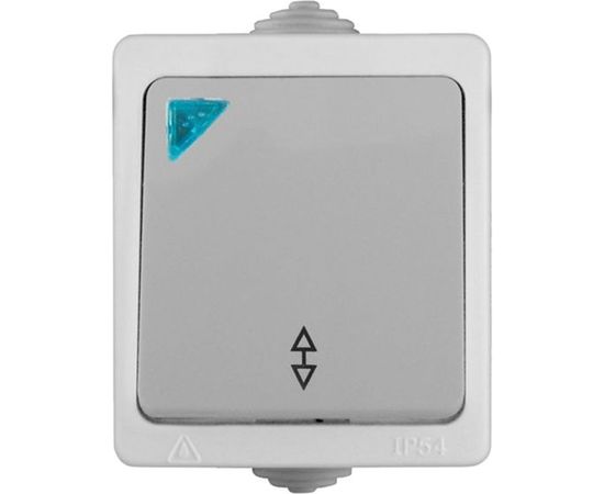 Проходной выключатель с подсветкой, 1 клавиша UNIVersal Аллегро IP54, серый 1277 