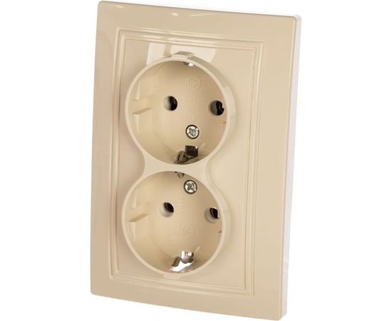 Двухместная розетка с/з UNIVersal Севиль слоновая кость ivory Б-С0128 