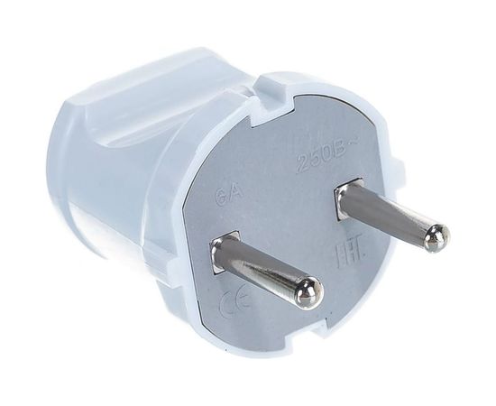 Вилка б/з, белая 6А 250В UNIVersal A113 
