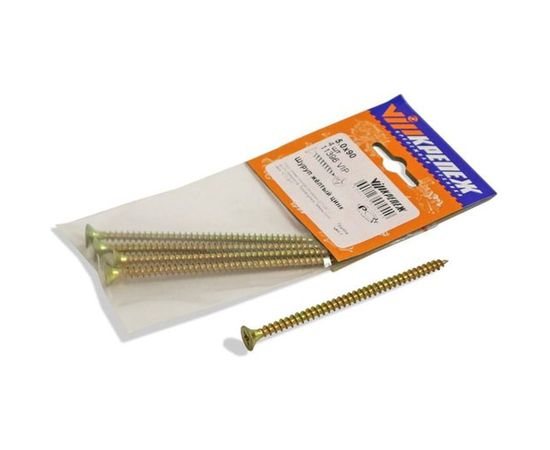 Шуруп VIPкрепеж желтый цинк 5,0х90 4шт 11396 VIP 