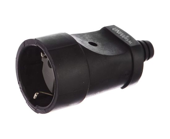 Штепсельное гнездо с/з, черное, ПВХ-облив 16А 250В UNIVersal ОА1020 