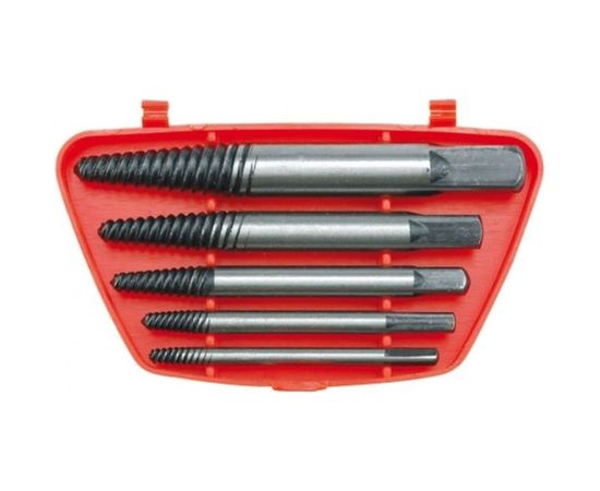 Набор для выкручивания сорванных винтов TOYA 5 предметов, 1/8"-9/16" пластиковая кассета 24000 