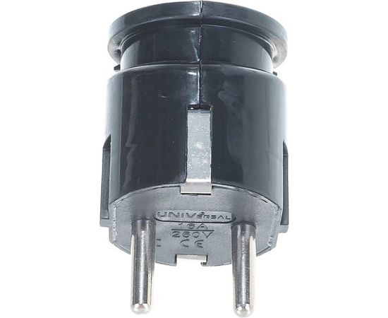 Угловая вилка с/з, черная 16А 250В UNIVersal А0105 