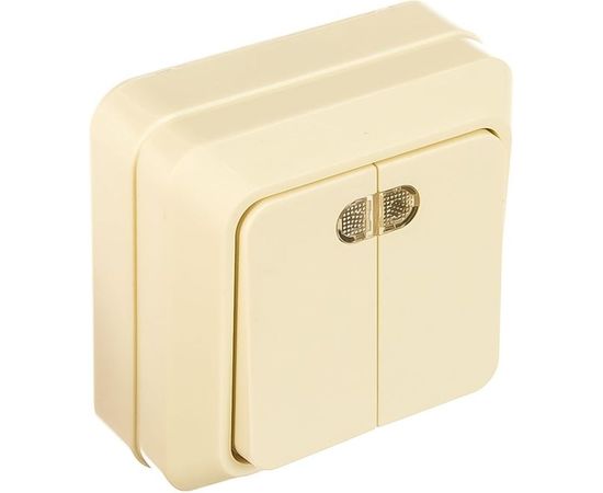 Двухклавишный выключатель с подсветкой, бежевый UNIVersal Олимп Б-О0123 