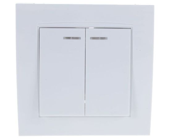 Двухклавишный выключатель с подсветкой, белый UNIVersal Бриллиант 7947410 