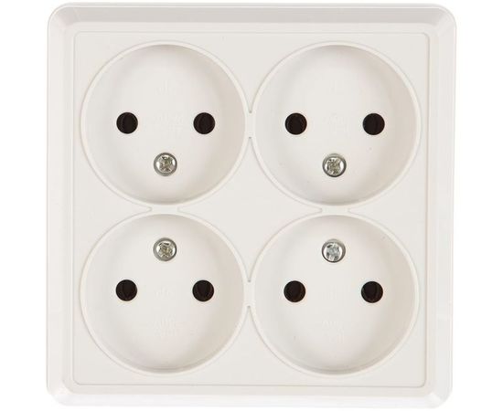 Розетка UNIVersal Олимп 4-ая б/з белая, квадрат 1164 