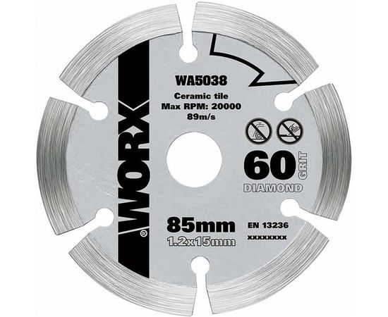 Пильный диск алмазный 85x1.2x15 мм WORX WA5038 