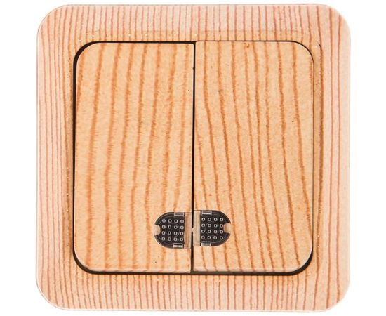 Выключатель UNIVersal Олимп 2 клавиши, с подсветкой, сосна 5560841 