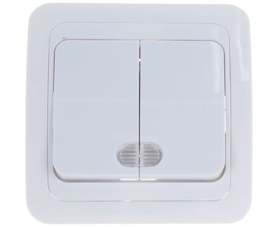 Выключатель UNIVersal Валери 2 клавиши, с подсветкой, белый В0123 