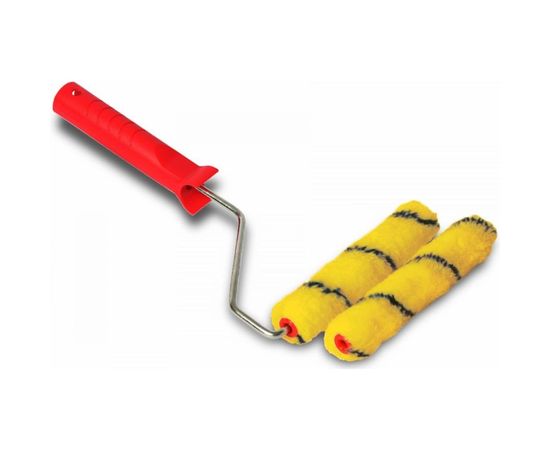 Малярный мини-валик VIRTUS Полиамид в сборе, черно-желтый, 160 мм, ручка и 2 валика 002217160 