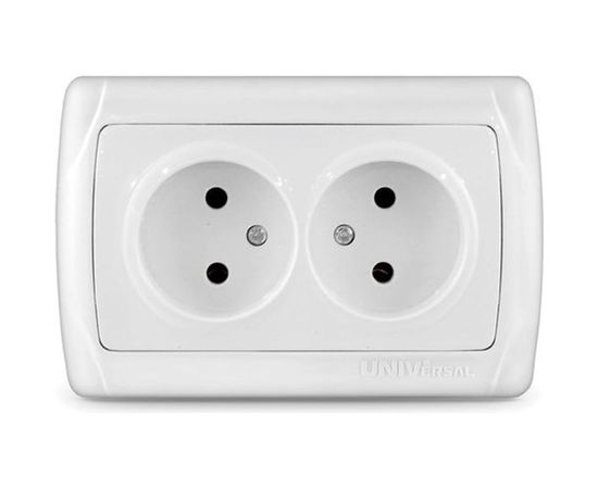 Двухместная розетка UNIVersal Маргарита б/з белая М0102 