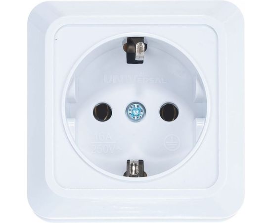 Розетка с заземлением, белая UNIVersal Олимп О0028 