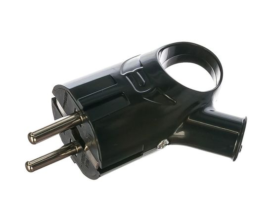 Угловая вилка с ушком, с/з, черная 16А 250В UNIVersal А0112 