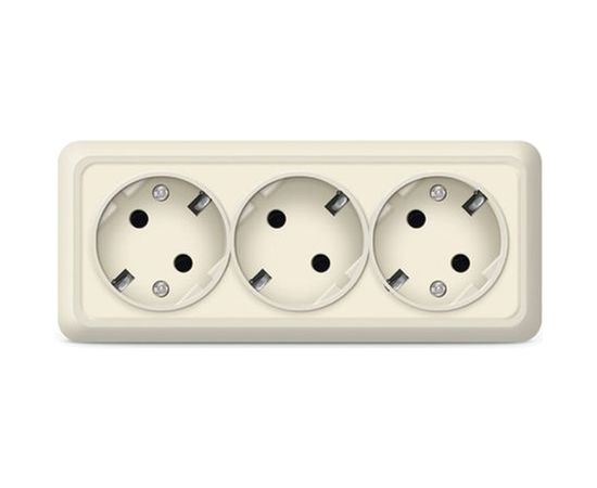 Розетка UNIVersal Олимп 3-ая с/з слоновая кость ivory 1167 