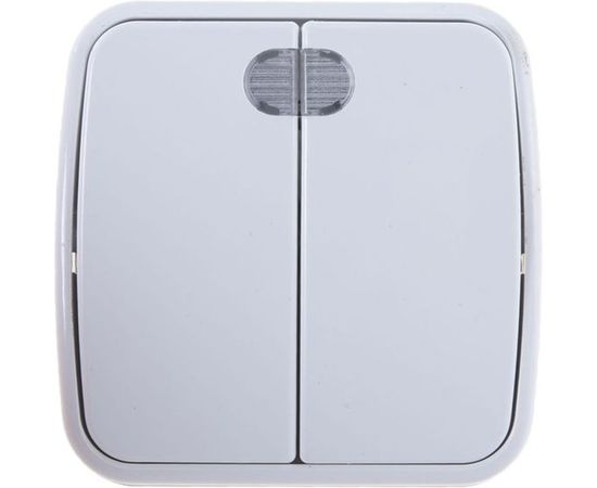 Двухклавишный выключатель с подсветкой, белый UNIVersal Электра 0030 