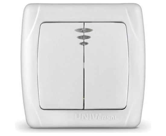 Выключатель UNIVersal Маргарита 2 клавиши, с подсветкой, белый М0123 