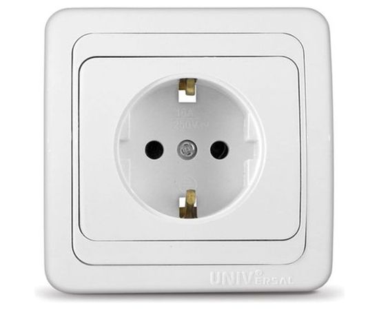 Розетка UNIVersal Валери с/з с крышкой белая В0028 