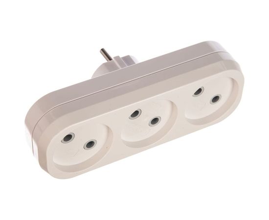 Плоский разветвитель 3 гнезда, без заземления, белый 10А 250В UNIVersal А203 
