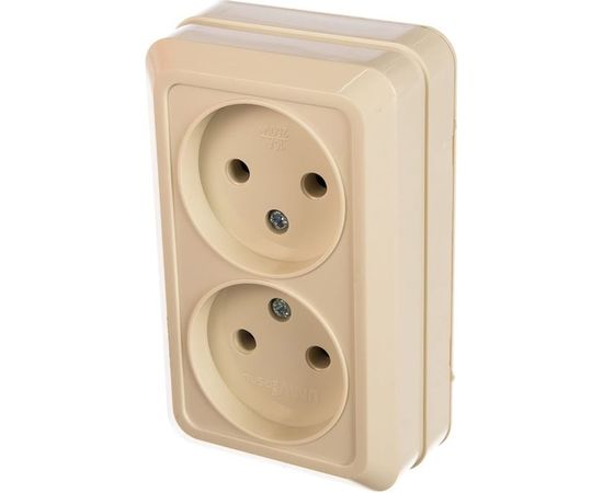 Двойная розетка без заземления, бежевая UNIVersal Олимп Б-О0102 