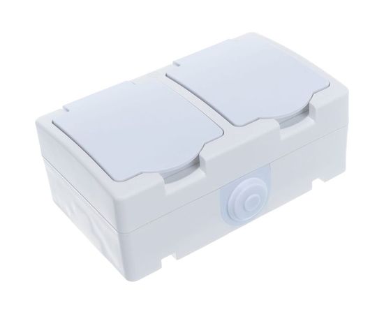 Блок: розетка + розетка с заземлением, с защитными шторками, с крышкой IP-54, белый UNIVersal Аллегро 5562951 