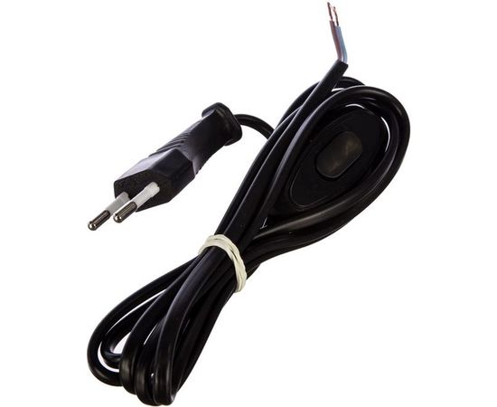 Шнур для бра с проходным выключателем, черный ШВВП 2х0,75 1,7м UNIVersal А1060 Ч 