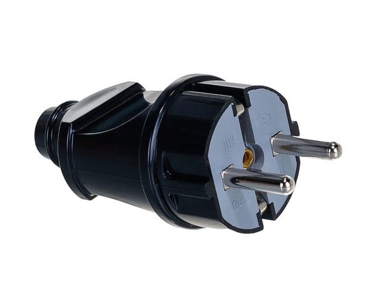 Прямая вилка с/з, черная 16А 250В UNIVersal А1010 