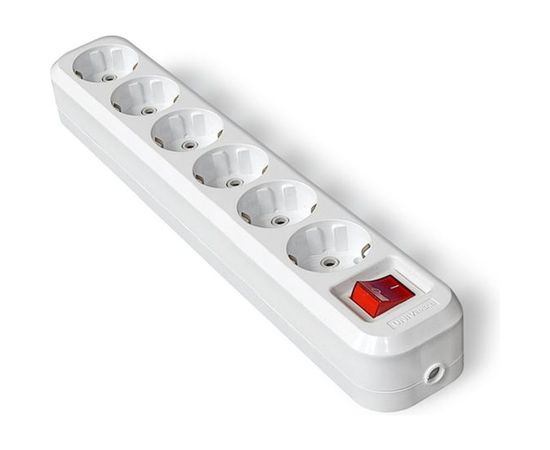 Колодка UNIVersal 6 гнезд, с/з с выключателем AБС-пластик S306 