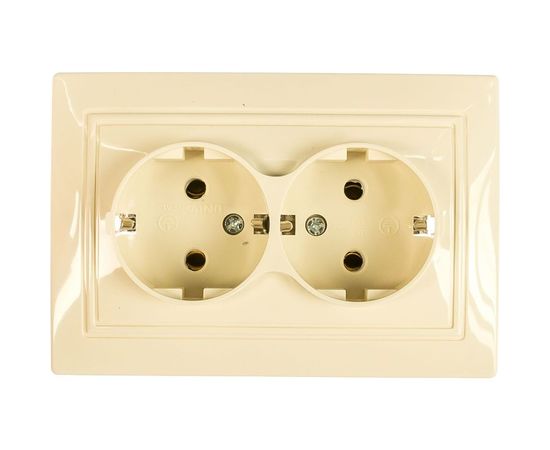 Двухместная розетка с/з UNIVersal Севиль слоновая кость ivory Б-С0128 – изображение 2