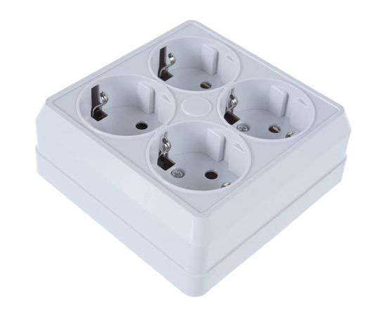 Розетка UNIVersal Олимп 4-ая с/з белая, квадрат 1165 – изображение 6