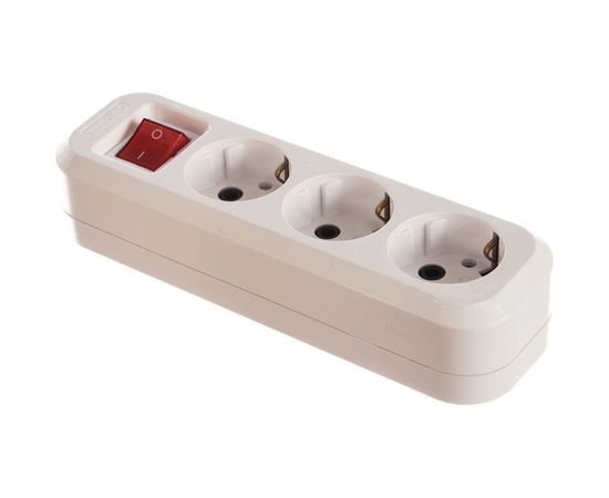 Колодка с заземлением и выключателем, 3 гнезда, AБС-пластик UNIVersal S303 – изображение 3