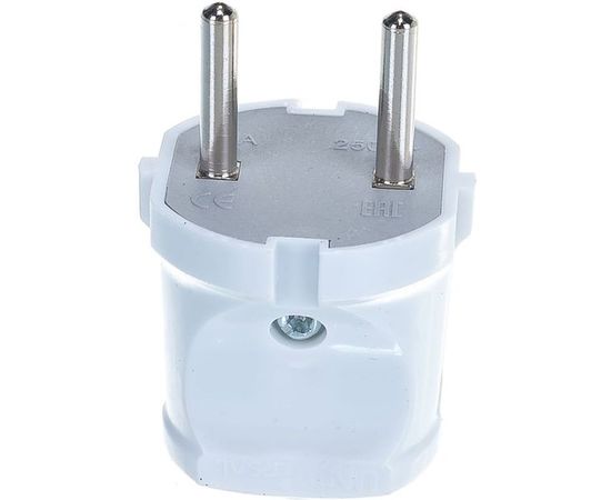 Вилка б/з, белая 6А 250В UNIVersal A113 – изображение 3