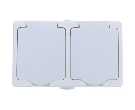 Блок: розетка + розетка с заземлением, с защитными шторками, с крышкой IP-54, белый UNIVersal Аллегро 5562951 – изображение 5