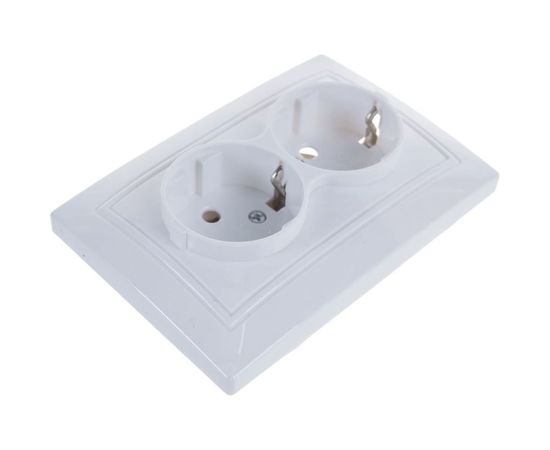 Двойная розетка с заземлением, белая UNIVersal Севиль С0128 – изображение 2