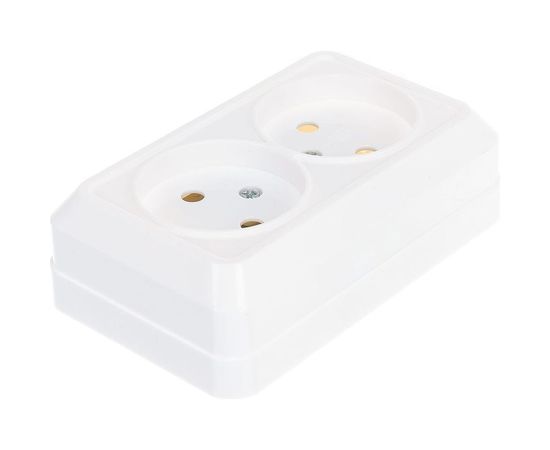 Двойная розетка без заземления, белая UNIVersal Олимп О0102 – изображение 3