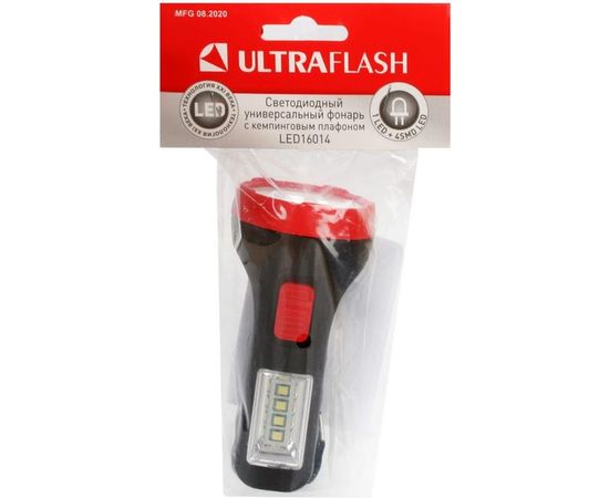 Фонарь Ultraflash LED16014 черный, 1 + 4SMD LED, 2 режима, 1XR6, пластик, блист-пакет 14253 – изображение 5