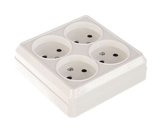 Розетка UNIVersal Олимп 4-ая б/з белая, квадрат 1164 – изображение 2