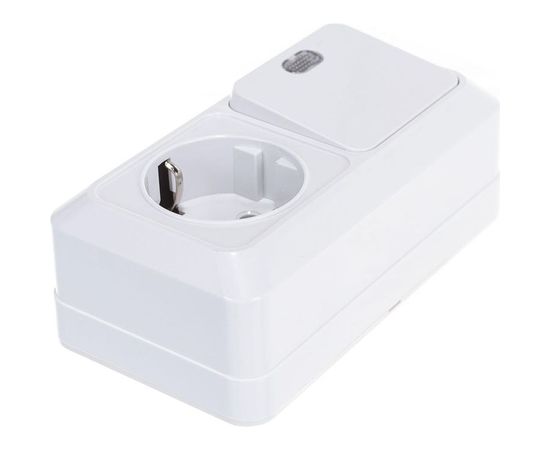 Горизонтальный блок: одноклавишный выключатель c подсветкой + розетка с заземлением, белый UNIVersal Олимп О0036 – изображение 3